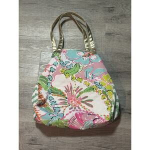 Lilly Pulitzer Target Nosie Posey Tote Bag Large Gold Handles